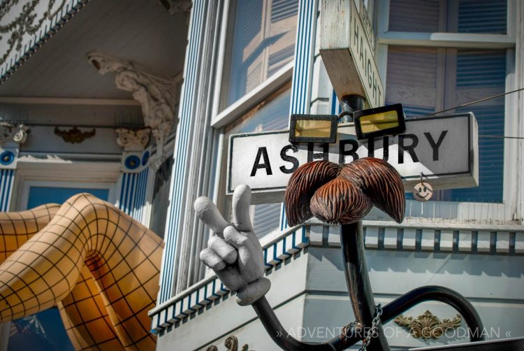 One of the most photographed spots in Haight-Ashbury is actually a sign for a souvenir shop