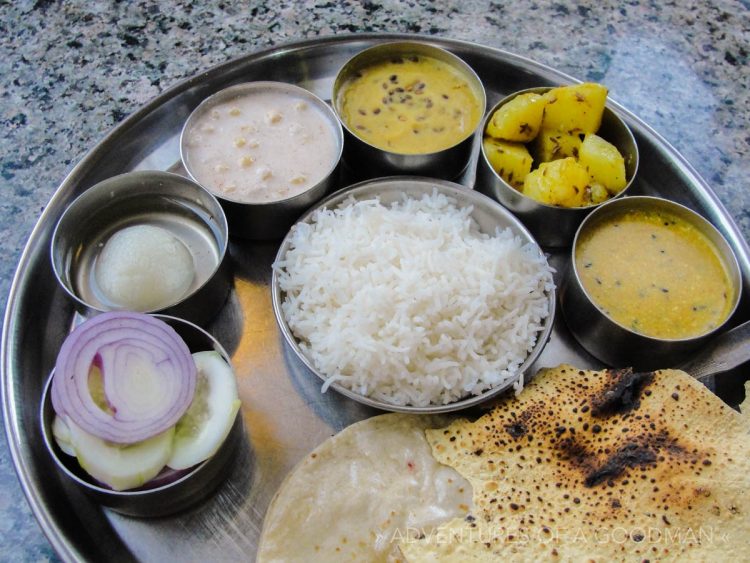 A traditional thali in Rishihesh, India