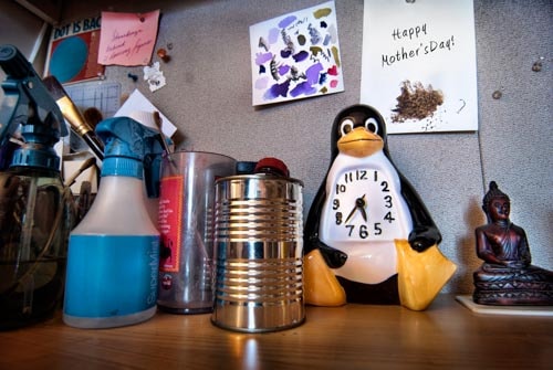 My mom is an artist. This is her desk and just one of her many workspaces.