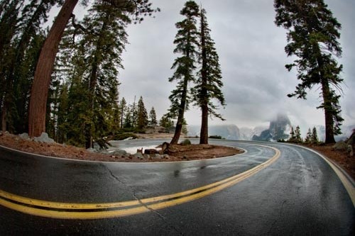 The big curve just before you reach Glacier Point in Yosemite National Park