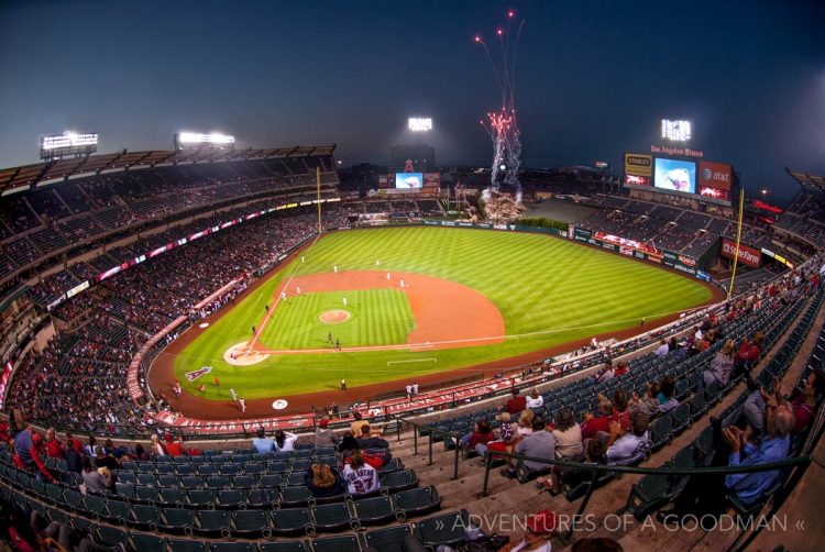 Fireworks go off any time an Angel hits a home run at Anaheim Stadium