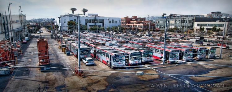 A panorama of the MUNI Depot on 17th and Bryant in San Francisco's Mission neighborhood