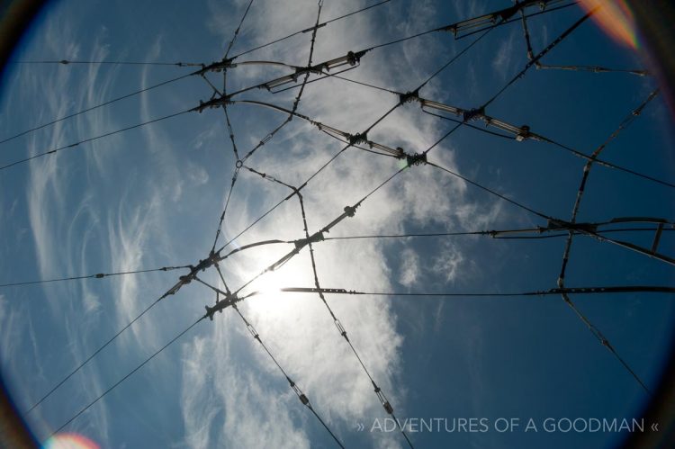 MUNI power cables and the San Francisco sky