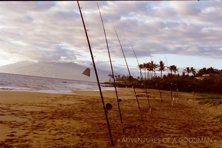 Maui Hawaii Film Photography Fishing Poles Beach