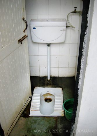 A pay toilet that cost 5 Rupees (10 cents at the time) to use at the Red Fort in New Delhi: a popular tourist destination