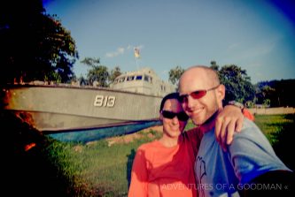 Carrie and I in front of the police boat memorial