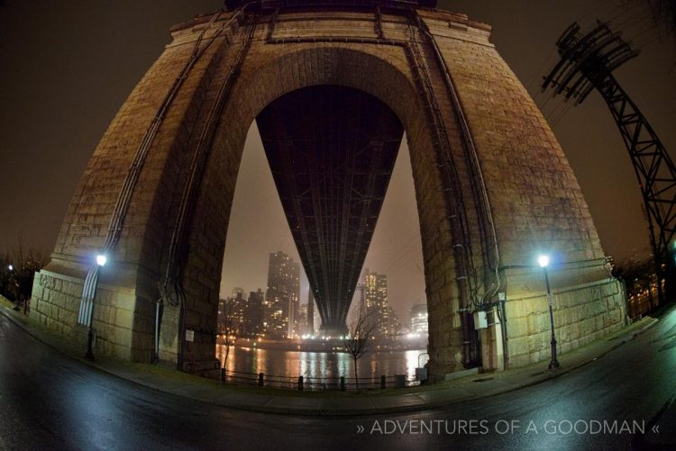 Gazing out at Manhattan from underneath the Queensboro Bridge on Roosevelt Island