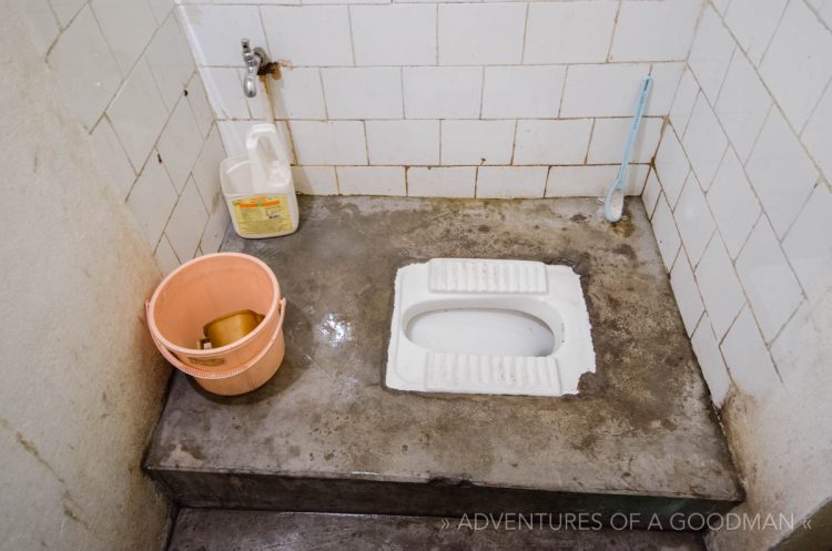 A squatty potty in Bhagsu, India