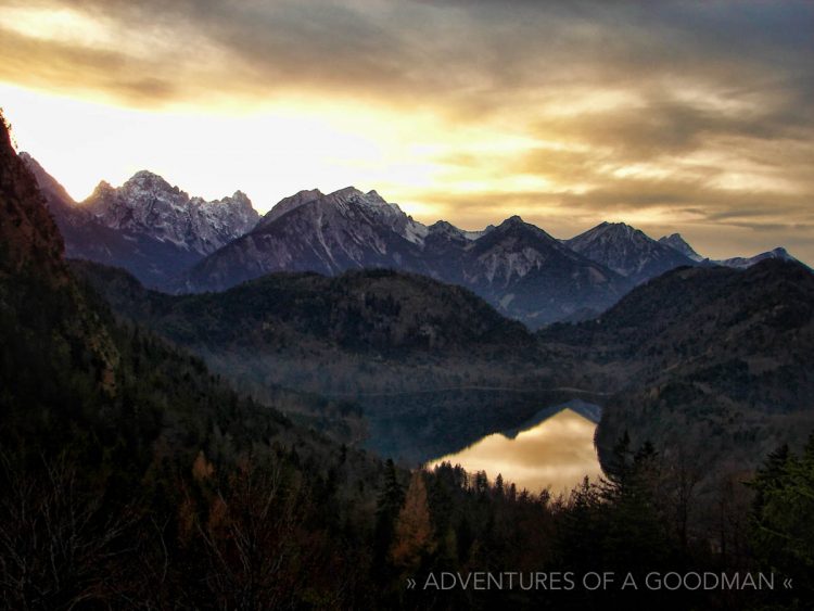 Sunset over the Alps in Fussen, Germany