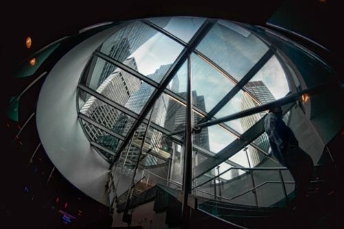 Looking up the 51st Street and Lex Subway Station