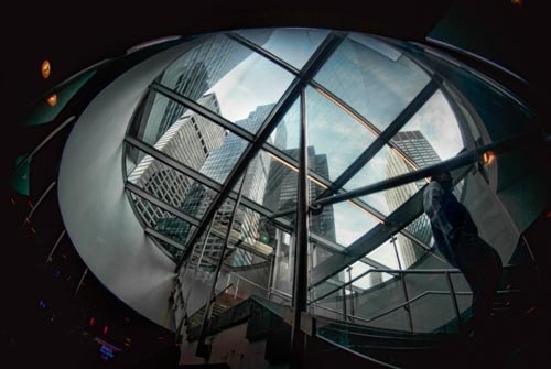 Looking up the 51st Street and Lex Subway Station