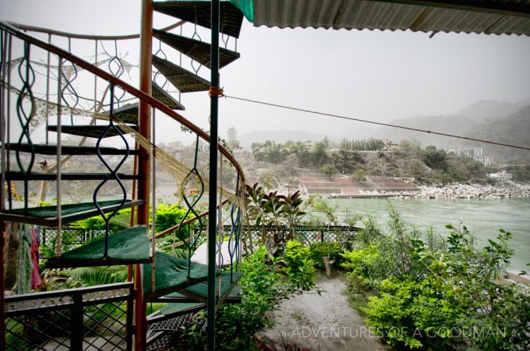 The view from the Ganga Darshan Restaurant & Guesthouse in Rishikesh, India