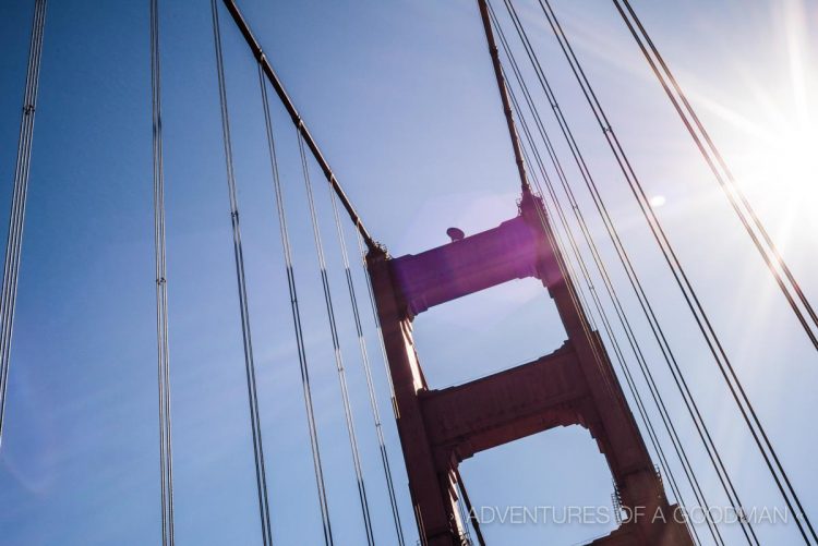 One of the spans of the Golden Gate Bridge in San Francisco, California