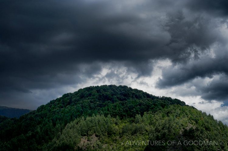 A stormy sky over the Himalayas. Taken in Naddi, McLeod Ganj, Dharamasala. c