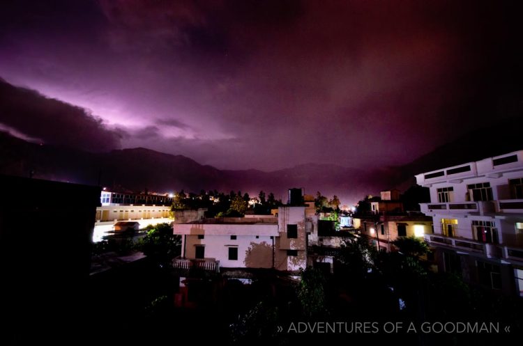 Rishikesh at Night During a Lightning Storm