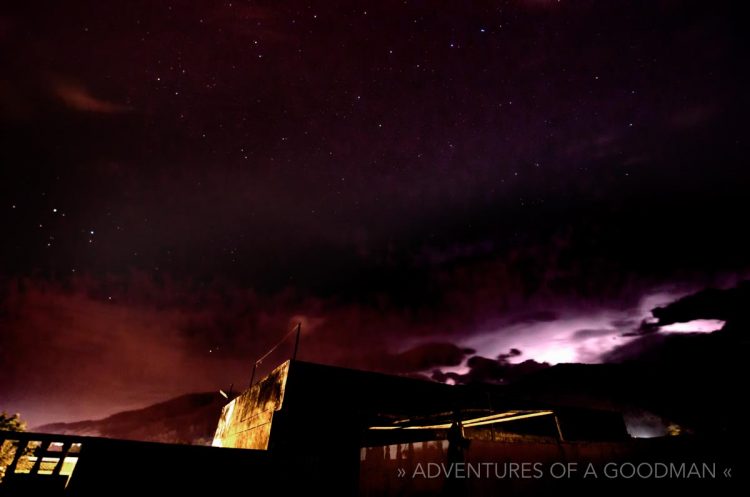 A few stars break through the cloud cover during a Rishikesh thunderstorm