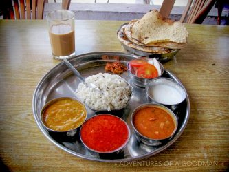 Thali, Naan, Papadam and Chai - Rishikesh, India