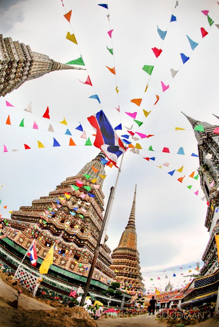 The temples of Wat Pho in Bangkok during Songkran