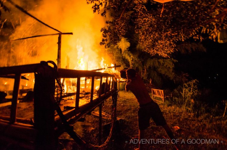 The 3am fire brigade hard at work at Baan Pai Riverside in Thailand