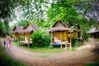 The bungalows at Baan Pai Riverside when they are not on fire - our bungalow is on the far right