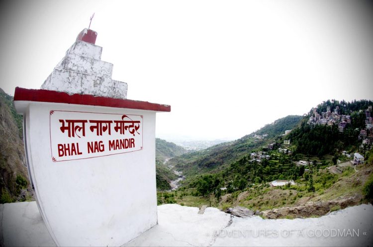 The Bhal Nag Mandir stupa sits high above McLeod Ganj, India