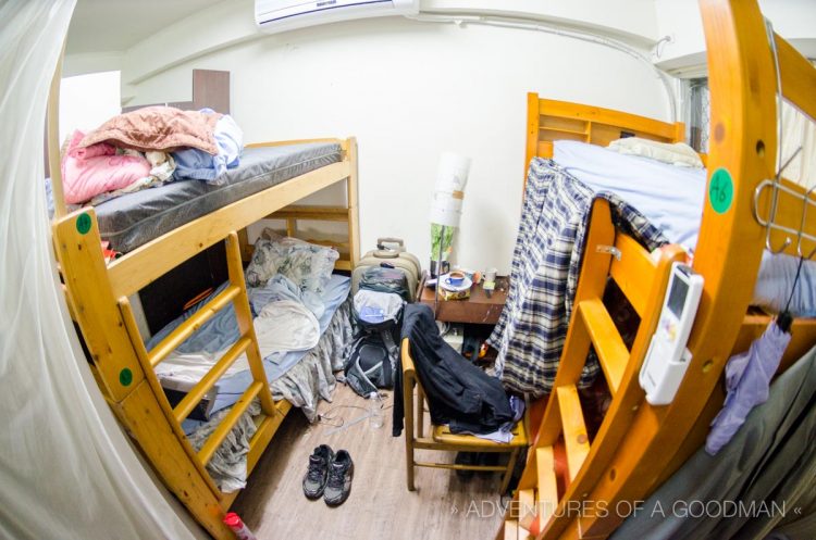 Dorm beds at the Taipei Ximen MRT Teacher Hostel in Taiwan