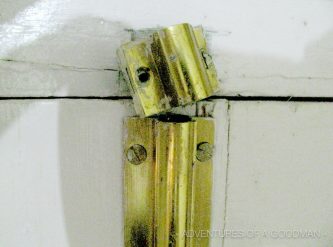 The faulty lock to our balcony at Bhagsu Villas - a simple push would have broken it