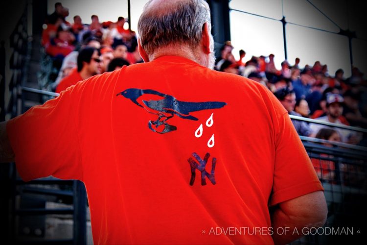 This Orioles fan was very excited to show me his anti-Yankees shirt