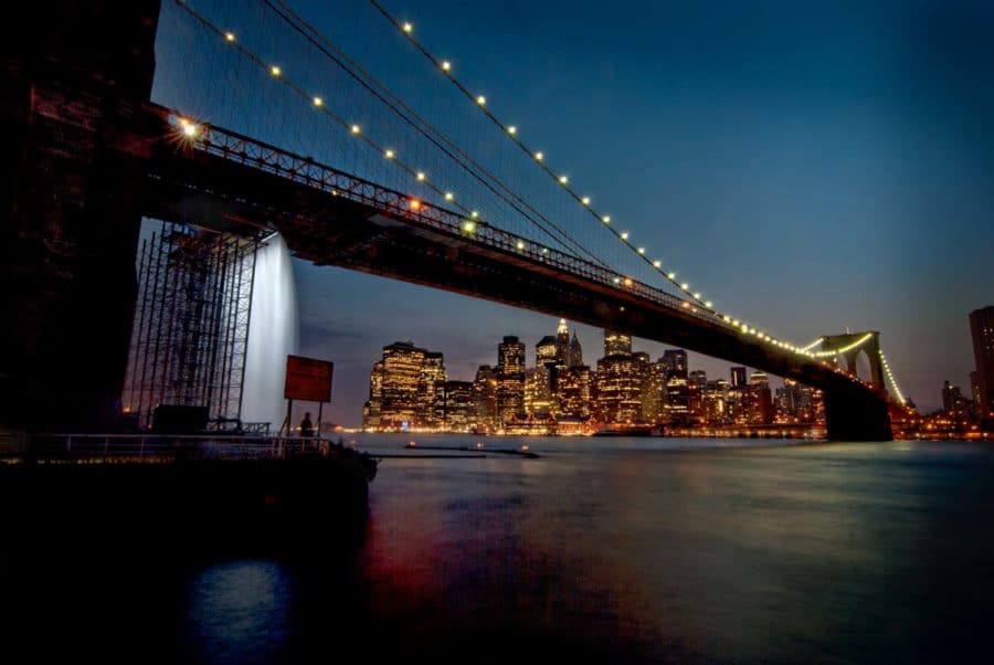 Brooklyn Bridge Waterfall in New York City