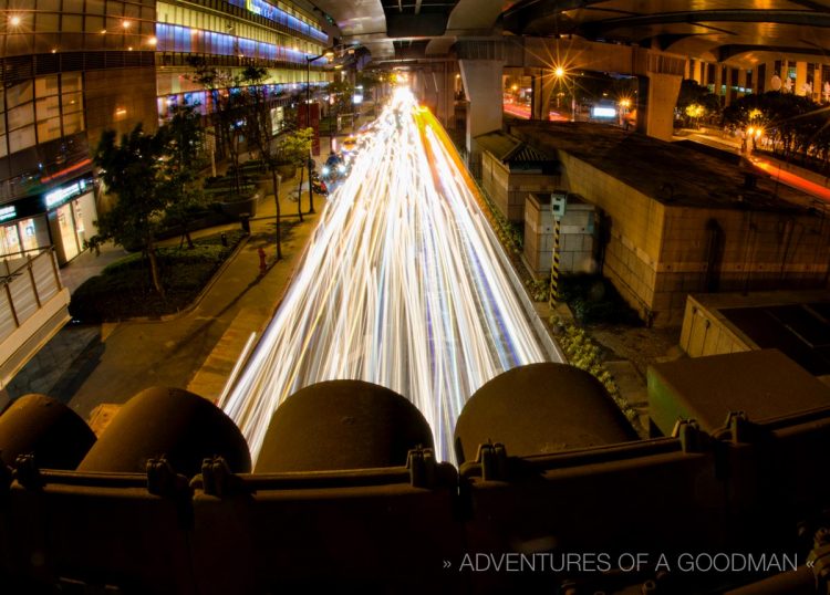 A 25 second exposure with traffic lights in the foreground in Taipei, Taiwan