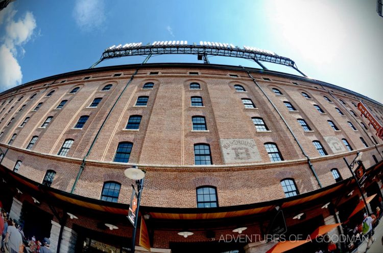 The old Eutaw Street B&O Railroad Warehouse Building is now the wall behind right field