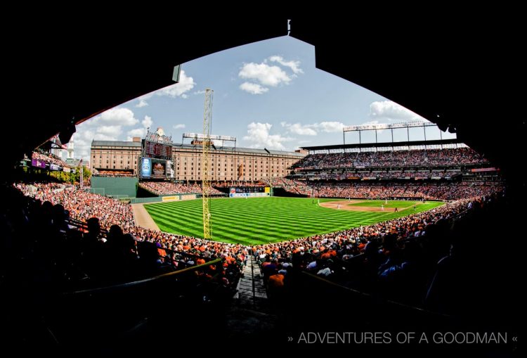 Leftfield, as seen from field level of Camden Yards in Baltimore, Maryland