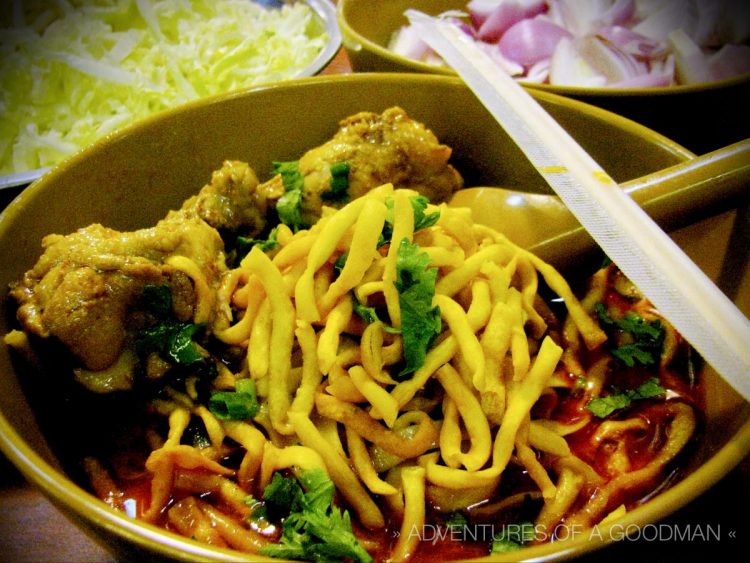 A delicious bowl of Khao Soi at the Airport Mall in Chiang Mai, Thailand