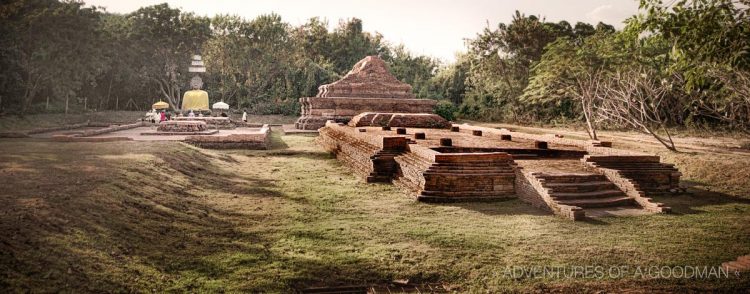 The ancient ruins and modern-day site of Wat That Khao in Wiang Kum Kam, Chiang Mai, Thailand