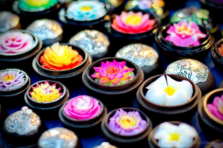 Soap candles for sale at the Chiang Mai walking street market