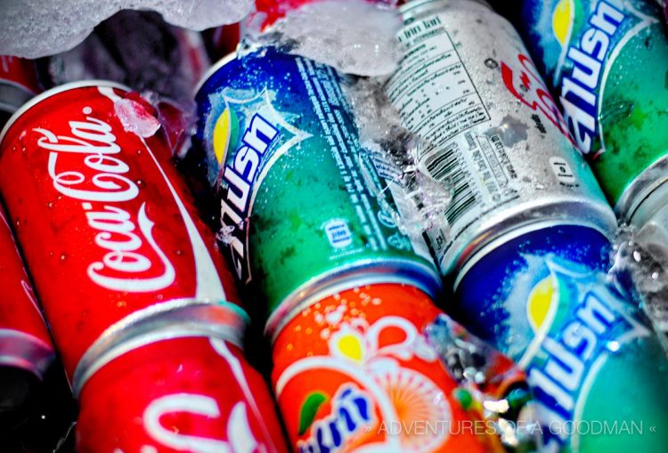 Ice-cold Coke, Sprite, Diet Coke cans for sale