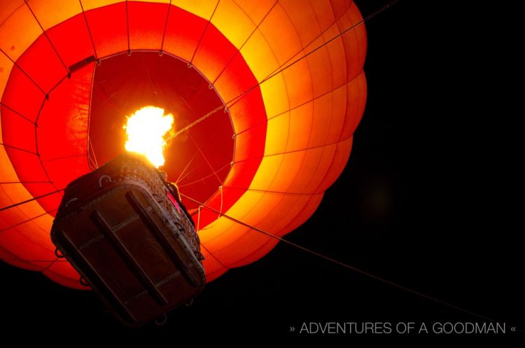 All of the massive hot air balloons were lit up during the Thailand International Balloon Festival