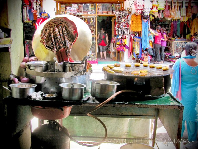 The view from inside a chana stall in Bhagsu, McLeod Ganj