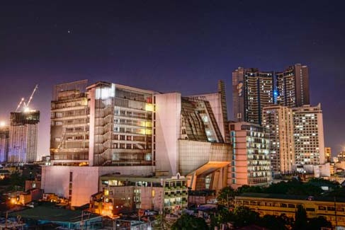 A full moon view of De La Salle University in Manila, Philippines