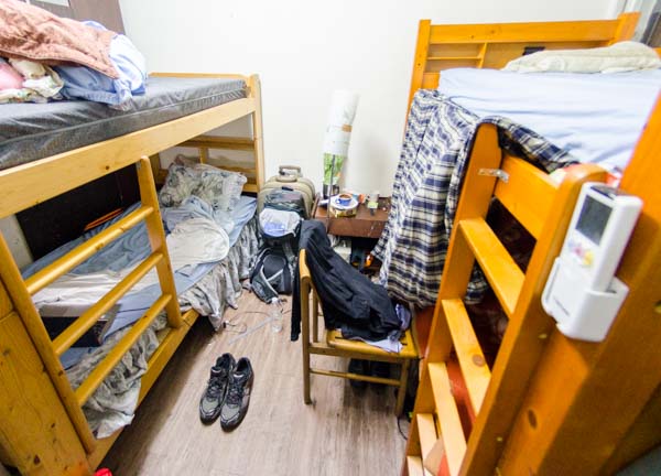 Dorm beds at the Taipei Ximen MRT Teacher Hostel in Taiwan