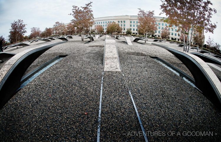A fisheye view of the National 9/11 Pentagon Memorial