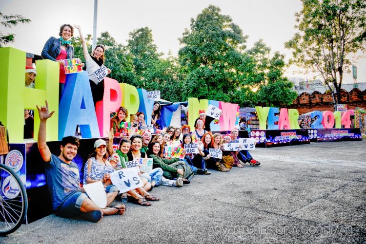 We celebrated the holidays by holding a massive FREE HUG gathering by Thapae Gate in Chiang Mai, Thailand