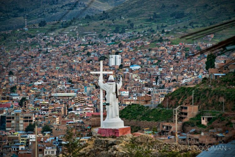 The town of Puno, Peru, stretches way up into the mountains.