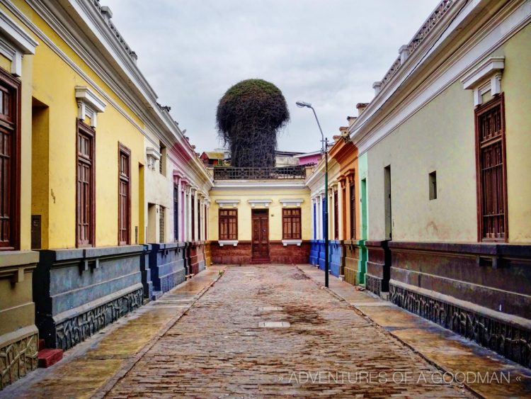 Colorful buildings fill the Barranco district of LIma, Peru