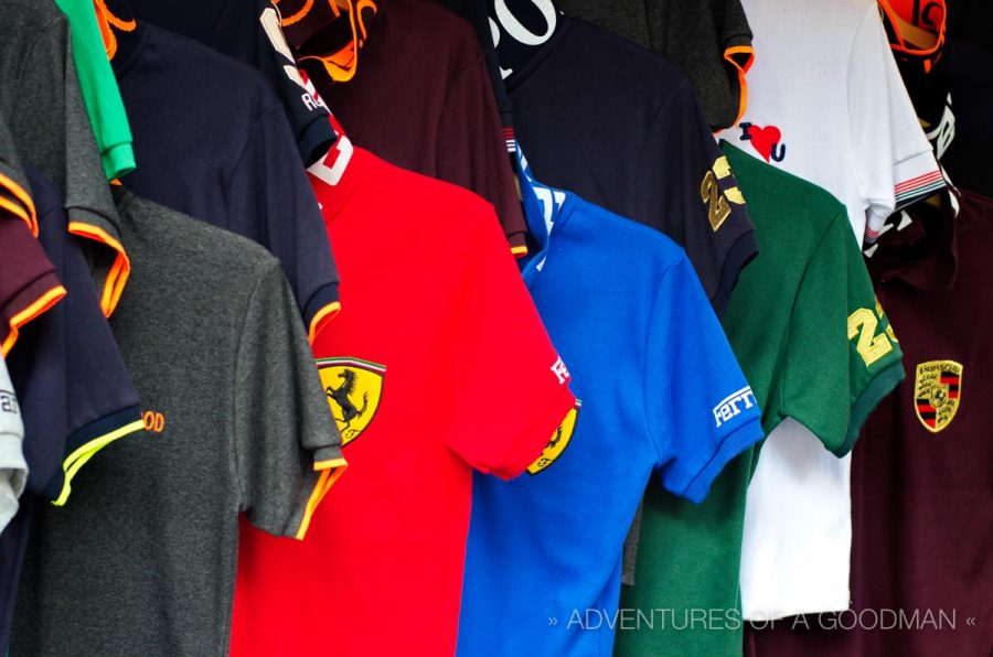 Designer Ferrari polo shirts are a common site