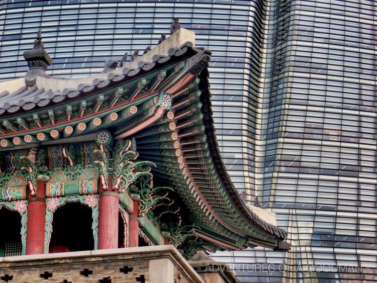 Gyeongbokgung Palace - one of Seoul's oldest and most traditional landmarks - is surrounded by modern skyscrapers