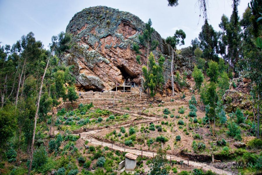 The hills surrounding Lake Titicaca are filled with religious sites and caves; like this one: Hinchacha - Gruta de Lourdes.