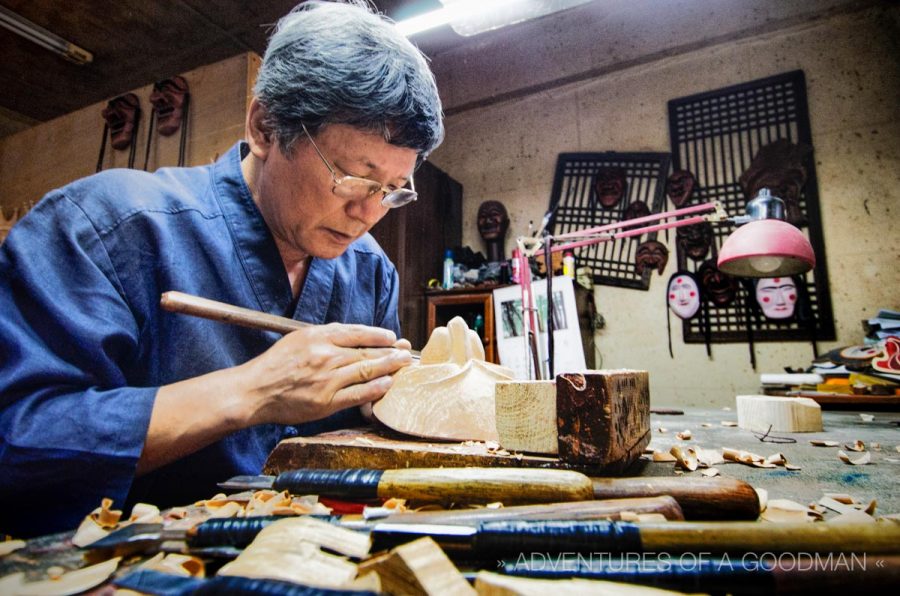 Kim Dong-pyo works on creating the Nobleman in his workshop