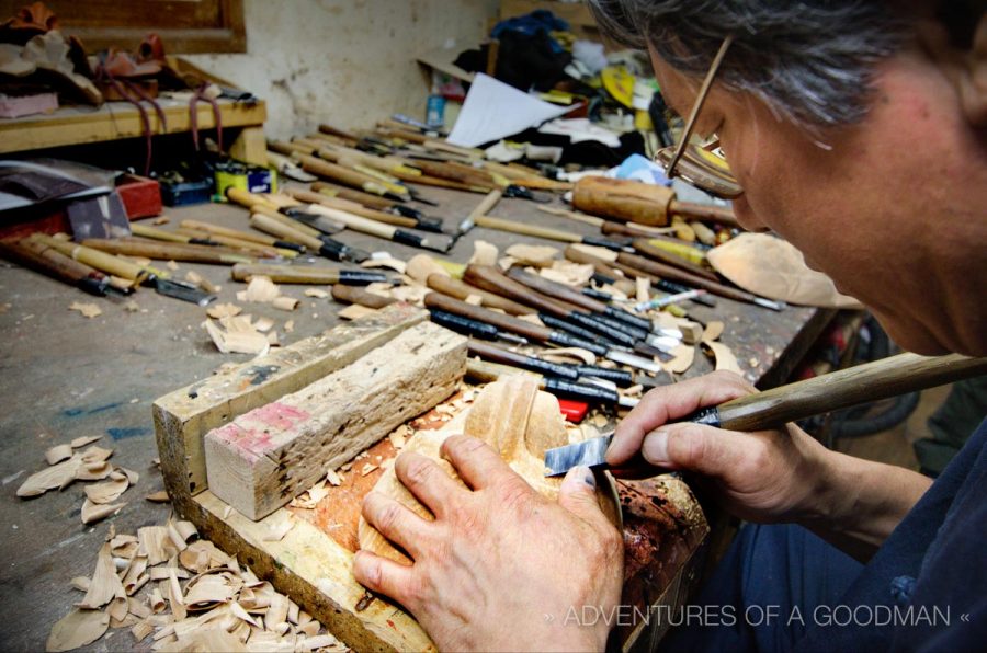 Kim Dong-pyo works on creating the Nobleman in his workshop