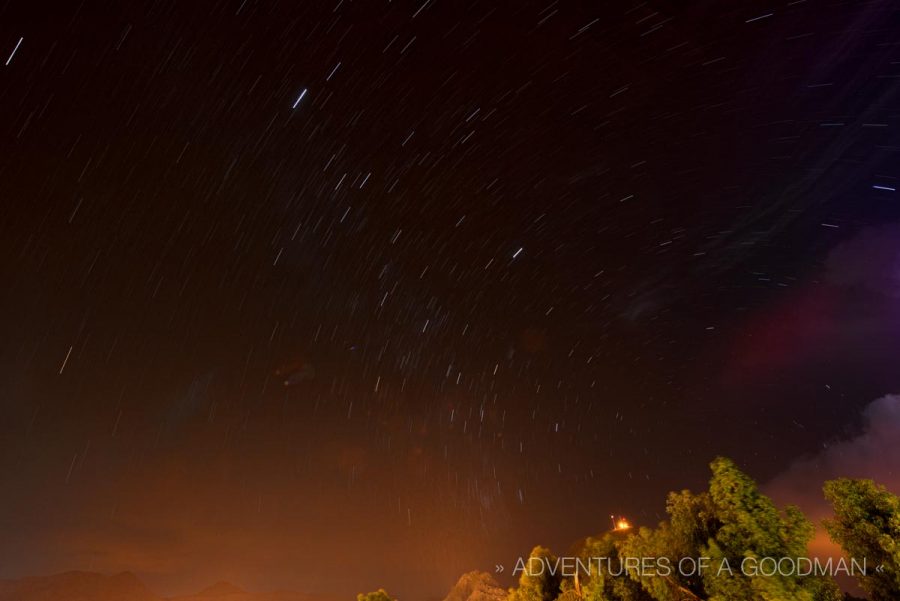 The stars are incredibly bright above Copacabana, Bolivia.